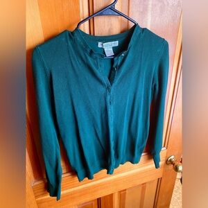 Melrose Chic Ever Green Button-Up Cardigan